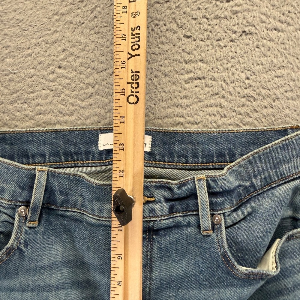 Loft Jeans Womens 10 Blue Cotton Denim Wide-Leg Faded Workwear Raw-Hem Stretch - Picture 4 of 13